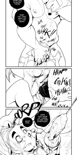 animal_genitalia animal_penis anthro anthro_on_anthro anthro_penetrated anthro_penetrating anthro_penetrating_anthro balls becoming_erect_in_mouth becoming_erect_while_penetrating black_balls bodily_fluids breath butt canine_genitalia canine_penis cigar clothed clothed/nude clothing deep_throat detached_sheath dialogue docked_tail dominant dominant_male dripping duo ears_down eyes_closed fellatio forced forced_oral fully_sheathed gagging genital_fluids genitals glk hair hair_grab hand_on_back hand_on_leg hand_on_thigh imminent_sex inaccurate_knotting knot knotted_penis looking_pleasured male male/male male_penetrated male_penetrating male_penetrating_male muscular muscular_anthro muscular_male neck_bulge nipples nude onomatopoeia open_mouth oral oral_penetration panting pecs penetration penile penis pivoted_ears precum precum_squirt saliva saliva_bubble saliva_drip saliva_from_nose saliva_on_balls saliva_on_face saliva_on_penis saliva_string sex sheath shirt short_tail size_difference smile smoking smoking_cigar sound_effects surprised sweat sweatdrop tail tank_top tears text tongue tongue_out topwear touching_hair sethpup seth_(sethpup) canid canine canis domestic_dog mammal absurd_res black_and_white comic english_text hi_res monochrome url
