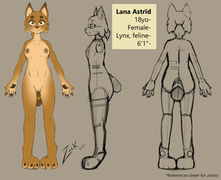 anthro bunnycool(zack) female information_box lana_astrid nude solo text bunnycool fan_character felid feline lynx mammal english_text hi_res model_sheet