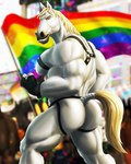 2022 4:5 anthro bear_pride_colors butt clothing deltoids disney disney's_tangled_(film) dream_and_nightmare equid equine flag fur hamstrings harness hi_res horse jockstrap lgbt_pride lgbt_pride_month male mammal maximus_(tangled) muscular muscular_male pecs pride_color_flag pride_colors quads rainbow_flag rainbow_pride_colors rainbow_symbol six-stripe_rainbow_pride_colors solo subculture_pride_colors super_gay tail tail_wraps transgender_pride_colors underwear white_body white_fur wraps