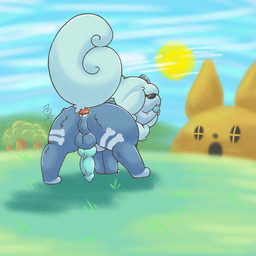 alternate_color anal anal_penetration animal_genitalia animal_penis anus backsack balls blep blue_body blue_fur building butt canine_genitalia canine_penis covered_eyes erection feral feral_penetrated fur genitals grass house improvised_sex_toy knot looking_back male male_penetrated markings object_in_ass object_insertion object_penetration outside penetration penis plant pokeball pokeball_insertion presenting presenting_hindquarters quadruped raised_tail rear_view sky solo standard_pokeball sun tail tongue tongue_out tree aztepyeen nintendo pokemon pokemon_legends_arceus dalhund_(aztepyeen) fan_character generation_8_pokemon hisuian_form hisuian_growlithe pokemon_(species) regional_form_(pokemon) 1:1 2021