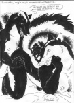 anthro anthro_on_anthro ass_up breasts butt dialogue duo female from_behind_position male male/female nipples raised_tail sex tail text manawolf mammal mephitid skunk black_and_white english_text monochrome sketch