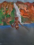 anthro arizona arm_tuft brown_body brown_fur butt cliff countershade_butt countershading desert female fur hip_tuft looking_back nude pond public public_nudity shoulder_tuft skinny_dipping solo tan_body tan_countershading tan_fur tuft walking waterfall gotadraw beastars juno_(beastars) canid canine canis mammal wolf hi_res mixed_media traditional_media_(artwork)