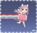 accessory alternate_species bottomwear clothed clothing female food footwear fully_clothed fur gesture grey_body grey_fur grey_hair hair hair_accessory holding_object humanoidized legwear looking_at_viewer rainbow rainbow_trail ribbons running shirt shoes skirt socks solo space star topwear waving dav-19 nyan_cat_(copyright) pop-tarts nyan_cat animal_humanoid cat_humanoid felid felid_humanoid feline feline_humanoid humanoid mammal mammal_humanoid 2d_animation animated colorful_theme digital_media_(artwork) frame_by_frame low_res meme motion_tweening pixel_(artwork) pixel_animation short_playtime thumbnail