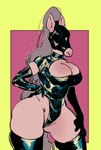 abstract_background anthro armwear big_breasts biped breasts cleavage cleavage_cutout clothed clothing cutout elbow_gloves female fly_mask gloves hand_on_hip hand_on_leg hand_on_thigh handwear latex latex_clothing latex_gloves latex_handwear latex_legwear latex_thigh_highs legwear leotard mane mask simple_background solo standing tail thick_thighs thigh_highs wide_hips sori0414 equid equine horse mammal 2025 digital_drawing_(artwork) digital_media_(artwork) hi_res portrait three-quarter_portrait