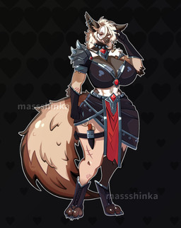 anthro armor blade breasts clothed clothing female fur gem knife magic magician monster_girl_(genre) muscular scar solo warrior weapon wide_hips massshinka canid canine canis domestic_dog hybrid hyena mammal absurd_res hi_res
