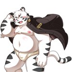 anthro belly big_belly black_nose blush briefs bulge clothing kemono male monotone_briefs monotone_clothing monotone_underwear moobs navel nipples overweight overweight_male simple_background solo tighty_whities underwear white_background white_body white_briefs white_clothing white_underwear dokyudokyu1 felid mammal pantherine tiger 1:1 2022 hi_res