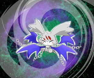 4_wings abstract_background anthro blush bound chain chained cosmic_background countershade_face countershading eyes_closed fur grey_body grey_fur membrane_(anatomy) membranous_wings multi_wing neck_tuft simple_background sitting solo spiral_background textured_background tuft wings whywhyouo sgt._frog keroro 2011 digital_media_(artwork) full-length_portrait hi_res portrait