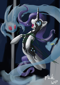 blue_eyes bodily_fluids corruption crying cutie_mark duo female feral hair horn purple_hair solo_focus tears transformation flak-k friendship_is_magic hasbro my_little_pony mythology rarity_(mlp) equid equine mammal mythological_creature mythological_equine spirit unicorn 2013 digital_media_(artwork)