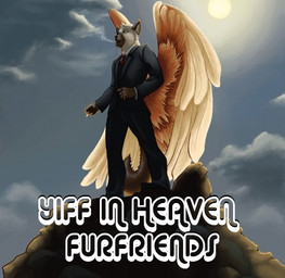 anthro cigarette clothing cloud feathered_wings feathers heaven male necktie sky smoke smoking solo suit sun text wings unknown_artist yiff_in_hell angel canid canine mammal english_text grandfathered_content image_macro low_res meme