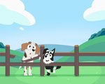 anthro duo fence male outside young enookie bluey_(series) captain_(bluey) mackenzie_border_collie american_foxhound border_collie canid canine canis collie domestic_dog foxhound herding_dog hunting_dog mammal pastoral_dog scent_hound sheepdog 5:4 absurd_res hi_res