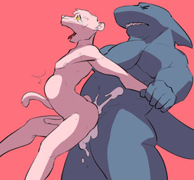 abdominal_bulge anal anal_penetration animal_genitalia animal_penis anthro anthro_on_anthro anthro_penetrated anthro_penetrating anthro_penetrating_anthro arm_grab arm_pull big_penis bodily_fluids cum cum_in_ass cum_inside dominant duo ejaculation erection from_behind_position fur genital_fluids genitals humanoid_genitalia humanoid_penis large_penetration larger_dom looking_pleasured male male/male male_penetrated male_penetrating male_penetrating_male nude orgasm orgasm_face penetration penile penile_penetration penis pink_body pink_fur prison_guard_position sex size_difference tears tears_of_pleasure tight_fit uni0421 pink_panther aquatic felid fish mammal pantherine shark 2019 hi_res