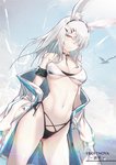 bra breasts choker clothing dutch_angle female hair half-closed_eyes jacket jewelry narrowed_eyes navel necklace outside solo topwear underwear white_hair xion32 arknights hypergryph studio_montagne frostnova_(arknights) animal_humanoid humanoid lagomorph lagomorph_humanoid leporid_humanoid mammal mammal_humanoid rabbit_humanoid 2020