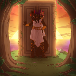 3_heads anthro barefoot belt biped breasts brown_body brown_fur chest_tuft cliff clothed clothing dress feet female forest fully_clothed fur gate hair monster_girl_(genre) multi_head pink_hair plant purple_hair red_hair sea solo sunset toga tree tuft water kite~ european_mythology greek_mythology mythology shadowclaw_sisters canid canid_demon canine canis cerberus demon domestic_dog hellhound mammal mythological_canine mythological_creature 1:1 digital_media_(artwork) full-length_portrait hi_res portrait warm_colors