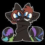 anthro big_ears big_eyes big_tail dark_body dark_fur duo face_touching female fur hair happy hug love male male/female multicolored_tail rainbow_tail red_hair sticker tail toony riffen ramzi_(razumi) razumi ailurid mammal red_panda 1:1 alpha_channel sibling_(lore)