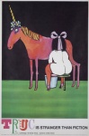 1968 20th_century ancient_art bodily_fluids breast_milking butt duo english_text equid equine female feral horn human lactating looking_at_viewer male mammal mythological_creature mythological_equine mythology smile text tomi_ungerer unicorn