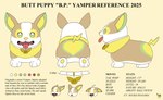 brown_body brown_fur butt butt_heart collar feral fur logo male male_feral paws simple_background solo text tongue tongue_out white_body white_fur yellow_body yellow_fur pichu90 nintendo pokemon generation_8_pokemon pokemon_(species) yamper artist_logo english_text hi_res model_sheet male_(lore)