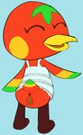 anthro anus beak bottomless clothed clothing dress exposed eyes_closed female genitals green_genitals green_pussy looking_at_viewer looking_back pussy red_body simple_background smile smiling_at_viewer solo standing tail wings bitterestball animal_crossing nintendo ketchup_(animal_crossing) anatid anseriform avian bird duck absurd_res hi_res sketch