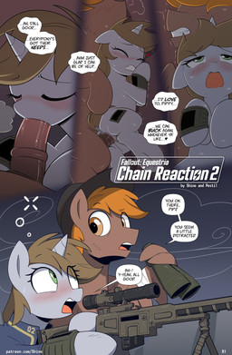 alternate_universe binoculars daydream dialogue duo fellatio female feral genitals gun heart_symbol horn male male/female oral penetration penile ranged_weapon rifle sex speech_bubble text vaginal vaginal_penetration weapon pestil shinodage fallout fallout_equestria hasbro microsoft my_little_pony mythology calamity_(fallout_equestria) littlepip equid equine horse mammal mythological_creature mythological_equine pony unicorn artist_collaboration artist_name comic detailed digital_drawing_(artwork) digital_media_(artwork) english_text hi_res url