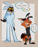 anthro bunny_costume clothed clothing costume crossdressing cuff_links dress duo fake_ears fake_rabbit_ears femboy fishnet_clothing fishnet_legwear green_eyes legwear male thigh_highs yellow_eyes feverwildehopps disney dreamworks the_bad_guys zootopia mr._wolf_(the_bad_guys) nick_wilde canid canine canis fox mammal red_fox true_fox wolf hi_res