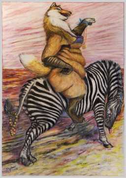 ambiguous_gender anthro belly big_belly bra breasts clothing duo female mount obese overweight overweight_female underwear sssilver canid canine canis equid equine mammal wolf zebra hi_res