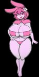 accessory anthro big_breasts bikini bikini_bottom bikini_top breasts clothing curvy_figure eye_patch_bikini female flower flower_in_hair hair hair_accessory one_eye_closed pink_bikini pink_clothing pink_eyes pink_hair pink_swimwear plant solo swimwear thick_thighs two-piece_swimsuit white_body wide_hips wink yellow_nose zak_hitsuji onegai_my_melody sanrio my_melody lagomorph leporid mammal rabbit absurd_res alpha_channel hi_res