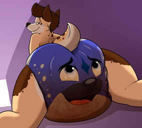 anthro clothed clothing diaper diaper_only diaper_transformation feces low-angle_view male soiled_diaper soiling solo topless unclean_diaper used_diaper wearing_diaper worm's-eye_view baltnwolf animate_inanimate canid canine canis diaper_creature domestic_dog mammal hi_res