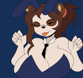 anthro bouncing_breasts breasts bunny_costume clothing costume fake_ears fake_rabbit_ears female necktie solo witchpanda bear giant_panda mammal animated