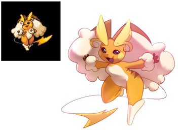 black_eyes black_nose blonde_eyebrows blush blush_stickers breasts brown_body brown_fur eyebrows featureless_breasts female fluffy fluffy_ears fur fusion glistening glistening_eyes lightning_bolt long_ears long_tail multicolored_body multicolored_fur open_mouth open_smile orange_body orange_fur pokemon_fusion red_tongue simple_background smile solo tail tan_body tan_fur thick_eyebrows thick_thighs thin_tail tongue white_background yellow_blush iagoanimator nintendo pokemon raipunny generation_1_pokemon generation_4_pokemon hybrid lopunny pokemon_(species) raichu digital_media_(artwork) pixel_(artwork) reference_image