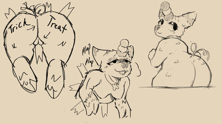 1_horn 3_tails ambiguous_penetration anthro body_writing breasts breath cloven_hooves collar collar_only contact_onomatopoeia directional_arrow eyelashes fangs female forehead_horn genitals heart_nose heart_symbol holidays hoof_hands hooves horn impact_onomatopoeia lidded_eyes looking_back multi_tail multicolored_ears multicolored_horn multiple_poses nude offscreen_character offscreen_sex onomatopoeia open_mouth penetration pinata plap pose public_use ribbon_tail semi-anthro sitting snout solo sound_effects tail teeth text thick_thighs through_wall vulva writing_on_butt holemann halloween mythology scp_foundation scp-956 animate_inanimate equid equine living_pinata mammal mythological_creature mythological_equine unicorn 16:9 english_text hi_res sketch widescreen