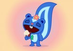 air_freshener anthro big_tail blue_body buckteeth dessert eyes_closed female food head_flower holding_food holding_ice_cream holding_object ice_cream jewelry licking_ice_cream necklace on_model open_mouth simple_background solo tail teeth tongue tongue_out culu-bluebeaver happy_tree_friends petunia_(htf) mammal mephitid skunk 2020