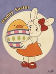 anthro biped clothed clothing easter_egg female fingers holidays smile solo tail text doggie358 cc-by-nc-sa creative_commons easter lagomorph leporid mammal rabbit 2024 3:4 english_text hi_res