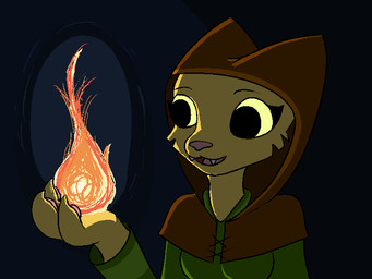 anthro clothing female fire fireball holding_object magic magic_user solo standing twistednature microsoft prequel_adventure the_elder_scrolls katia_managan felid khajiit mammal