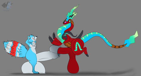 anthro artist_watermark balls big_balls big_penis blue_body blue_fur duo foreskin foreskin_penetration foreskin_play foreskin_stretching fur genitals grey_background grey_body grey_fur hands_behind_own_head huge_balls huge_penis hyper hyper_balls hyper_genitalia hyper_penis long_tail looking_at_another looking_at_genitalia looking_at_penis male male/male multicolored_tail penis purple_sclera red_body red_fur saggy_balls shadow simple_background tail leskarmory nintendo pokemon future_pokemon generation_9_pokemon legendary_pokemon miraidon paradox_pokemon pokemon_(species) ultimate_mode_miraidon 2026 absurd_res hi_res watermark