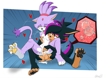 anthro balls bodily_fluids breasts cum cum_inside duo female genital_fluids genitals impregnation male male/female paws penetration tail vaginal vaginal_penetration kirudi18 sega sonic_the_hedgehog_(series) blaze_the_cat kirudi_the_wolf canid canine canis domestic_cat felid feline felis mammal wolf absurd_res hi_res