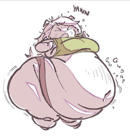 anthro barefoot belly belly_blush belly_folds big_belly big_butt black_text blush blush_lines body_blush breasts butt clothed clothed_anthro clothed_female clothing deep_navel dog_ears dog_tail feet female female_anthro floppy_ears front_view fur green_clothing green_shirt green_topwear grey_mouth hair huge_belly huge_butt huge_thighs medium_hair messy_hair navel obese obese_anthro obese_female open_mouth overweight overweight_anthro overweight_female panties pantsless pantsless_anthro pantsless_female partially_clothed partially_clothed_anthro partially_clothed_female pink_clothing pink_panties pink_underwear rumbling_stomach shirt short_tail simple_background snaggle_tooth solo tail text thick_thighs three-quarter_view tired topwear underwear weight_gain white_background white_body white_ears white_fur white_hair white_tail wide_hipped_anthro wide_hipped_female wide_hips yawn anonymous_artist wafer_(/feed/) canid canine canis domestic_dog mammal 2025 colored full-length_portrait portrait shaded