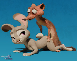 3_toes 4_fingers anthro balls barely_visible_balls barely_visible_genitalia barely_visible_penis black_nose blue_background breasts brown_body brown_fur claws countershading duo feet female fingers from_behind_position fur genitals grey_body grey_fur hand_on_butt long_body long_ears looking_at_another looking_at_partner lying male male/female nude penetration penis pink_nose pink_penis sex simple_background smile standing text toes rasterraccoon disney zootopia duke_weaselton judy_hopps lagomorph leporid mammal mustelid musteline rabbit true_musteline weasel 3d_(artwork) absurd_res blender_(artwork) digital_media_(artwork) english_text hi_res watermark