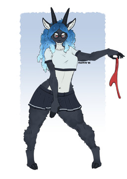5_fingers anthro biped breasts clothed clothed_anthro clothed_female clothing eyewear female fingers front_view fur glasses hair horn panties smile solo standing underwear foxovh serenity_(laggyb0i) bovid caprine mammal sheep 2025 digital_drawing_(artwork) digital_media_(artwork) hi_res