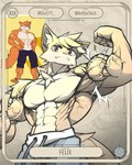 abs anthro barazoku biceps big_muscles biped flexing flexing_bicep fur looking_at_viewer male muscular muscular_anthro muscular_male pecs solo vein veiny_muscles yellow_body yellow_eyes yellow_fur artdeitech canid canine fox mammal 2024 4:5 hi_res