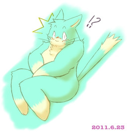 anthro blush chest_tuft embarrassed exclamation_point fur interrobang kemono male overweight overweight_anthro overweight_male question_mark simple_background slightly_chubby solo surprised tuft whiskers armadirou 2011