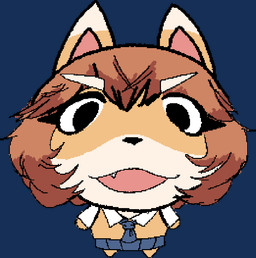 anthro brown_hair chibi clothing countershading dipstick_ears ear_markings female hair multicolored_ears school_uniform shitpost solo uniform anonymous_artist bully_fox canid canine fox mammal alpha_channel meme
