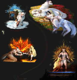 anthro biped blonde_hair caressing clothed clothing comforting dress duo female fur hair hug hugging_another long_hair male male/female nude nude_female petals pivoted_ears size_difference sleeping smaller_female snow solo symbol symbolism tired white_body white_fur banguela mythology canid canine canis human mammal mythological_canine mythological_creature werecanid werecanine werecreature werewolf wolf absurd_res headshot_portrait hi_res huge_filesize model_sheet multiple_scenes painting_(artwork) portrait superabsurd_res