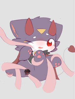 bodily_fluids feet female fur genitals paws red_eyes sex solo tail tentacles toes vaginal kaenz pleasant_goat_and_big_big_wolf xiaomo_(character) demon spirit absurd_res hi_res