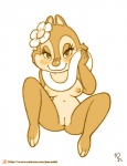 anthro bedroom_eyes blush breasts brown_eyes female flower genitals half-closed_eyes looking_at_viewer narrowed_eyes nipples nude patreon_logo plant pose presenting presenting_pussy pussy seductive smile solo spread_legs spreading text website_logo joe_randel chip_'n_dale disney patreon clarice_(disney) chipmunk ground_squirrel mammal rodent sciurid monochrome url