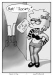 arm_warmers armwear breasts clothed clothing comic ear_piercing english_text female greyscale human lisa_simpson mammal monochrome open_mouth piercing skimpy solo text the_simpsons tongue zst_xkn