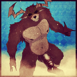 anthro genitals humanoid_genitalia male male/male muscular muscular_male pecs penis solo vein veiny_penis theanzelart epic_games fortnite dolph_(fortnite) deer mammal hi_res