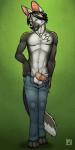 balls barefoot bat blue_eyes canine clothing cock_pointing_towards_viewer dog ear_piercing erection german_shepherd humanoid_penis hybrid male mammal necklace pants penis piercing plain_background solo standing tattoo tsaiwolf underwear undressing
Rating: Explicit
Score: 12
User: RedFoxy
Date: April 11, 2014