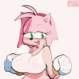 accessory animated_gif anthro bedroom_eyes big_breasts black_nose bodily_fluids bouncing_breasts bra bracelet breasts clothing countershade_torso countershading exercise eyelashes female fur gloves green_eyes hair_accessory hairband handwear jewelry jumping narrowed_eyes navel nipple_outline open_mouth panties pink_body pink_fur red_hairband seductive shirt smile solo sports_bra sweat topwear underwear white_bra white_clothing white_panties white_sports_bra white_underwear wide_hips pubs_(artist) sega sonic_the_hedgehog_(series) amy_rose eulipotyphlan hedgehog mammal 1:1 2d_animation animated short_playtime