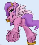 blush crown dock_(anatomy) feathered_wings feathers female feral fur green_eyes hair headgear hoof_fetish hooves looking_back pink_body pink_fur purple_hair purple_tail simple_background solo tail tuft underhoof wings littlenaughtypony hasbro mlp_g5 my_little_pony mythology pipp_petals_(mlp) equid equine mammal mythological_creature mythological_equine pegasus absurd_res hi_res