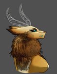 anthro breasts female fluffy neckfluff nipples non-mammal_nipples simple_background solo lofinebulae helix_the_sergal arthropod hybrid insect lepidopteran moth sergal hi_res