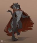 anthro breasts brown_cape brown_cloak brown_clothing cape claws cloak clothing female looking_at_viewer solo standing amarian eleniel canid canine canis mammal wolf 2019